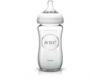 AVENT Biberón Natural Cristal 240 ml Tetina de Silicona de Flujo Lento 1m+