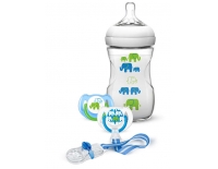 AVENT 1 Pack 1 Biberón Natural 260 ml + 2 Chupetes 6-18 Meses + 1 Cadenita Azul