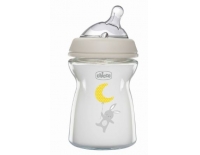 Chicco Biberón NaturalFeeling CRISTAL Silicona +2 Meses Tetina Flujo Normal 250 ml