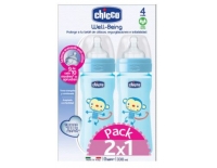 Chicco Biberones Silicona Pack 2x1 330 ml + 330 ml Tetina Flujo Rápido 4 Meses+ Azul