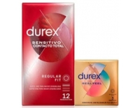 Durex Sensitivo Contacto Total Preservativo 12 Unidades + REGALO 3 Preservativos Real Feel