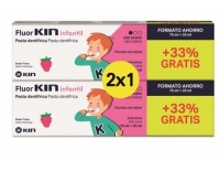 Kin Fluorkin Infantil Pasta Dentífrica +12 Meses Sabor Fresa DUPLO 2 x 1 100 ml + 100 ml