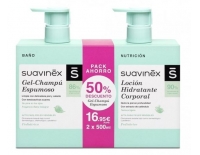 Suavinex Cosmética Bebés DUPLO Gel-Champú Espumoso 500 ml + Locion Corporal 500 ml