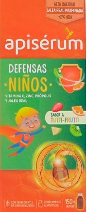 Apisérum Defensas Niños Jalea Real Vitaminada 150 ml Sabor Tutti-Fruti