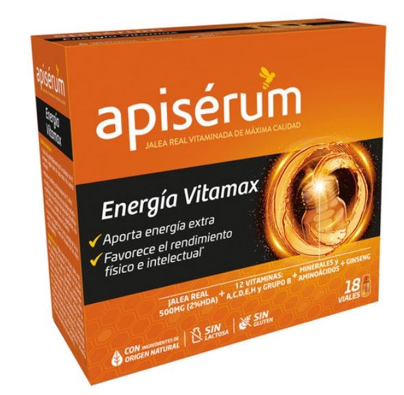 Apisérum Energía Vitamax Jalea Real Vitaminas y Minerales 18 Viales