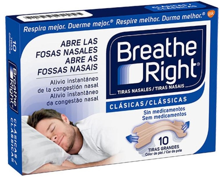 Breathe Right Tiras Nasales Clásicas 10 Unidades
