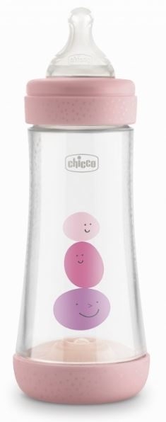 Chicco Biberón Silicona Perfect 5 300 ml Tetina Flujo Rápido 4 Meses+ Rosa