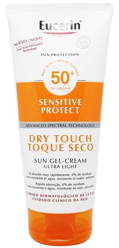 Porque Aflojar frio Eucerin Solar Corporal Sensitive Protect Gel-Crema Toque Seco (SPF50+) 200  ml