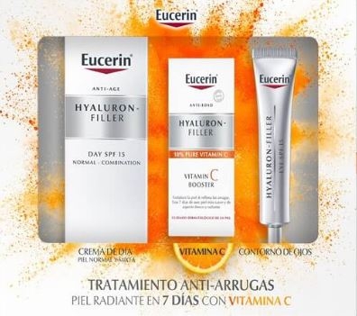Eucerin Hyaluron-Filler Crema Día Piel Mixta 50ml+Contorno de Ojos Hyaluron-Filler 15ml+Vitamin C 8ml
