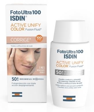 Isdin Fotoprotector Solar Facial FotoUltra 100 Active Unify(SPF50+)COLOR Antimanchas Fluido 50ml