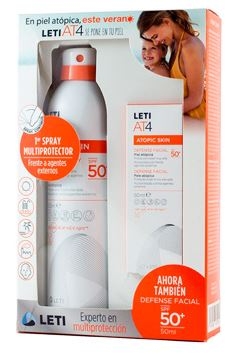 LetiAT4 Defense Pack Spray (SPF 50+) Pieles Atópicas 200 ml + Defense Crema Facial (SPF50+) 50 ml