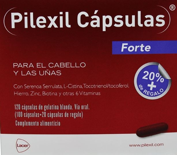 Pilexil Cápsulas Forte Para Uñas y Caída del Cabello 100 Cápsulas + REGALO 20 Cápsulas