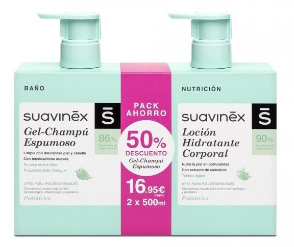 Suavinēx Pediátrico Duplo Loción Hidratante Corporal + Gel-Champú Espumoso  2 x 500ml