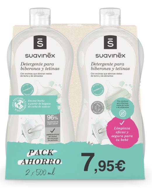 Suavinex Detergente Biberones y Tetinas 2 x 500 ml