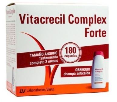 Vitacrecil Complex Forte Para el Cabello y Uñas 180 Cápsulas + REGALO Champú Vitacrecil 200 ml
